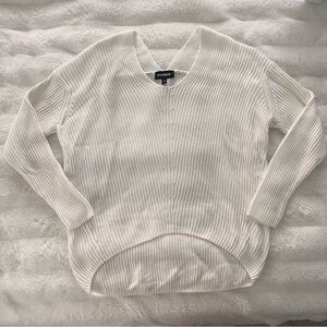 Express White V Line Sweater Small